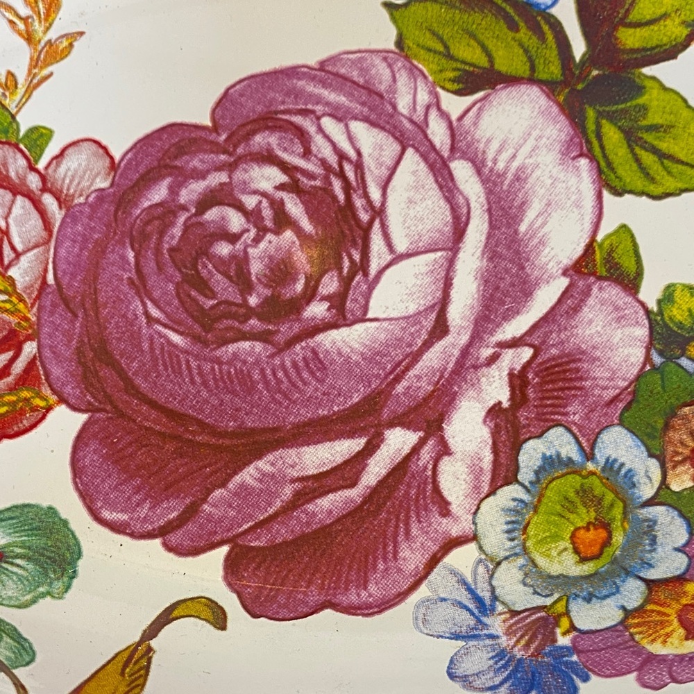 MacKenzie-Childs Retired Floral Oval Platter - Pink and Green - Picture 2 of 5